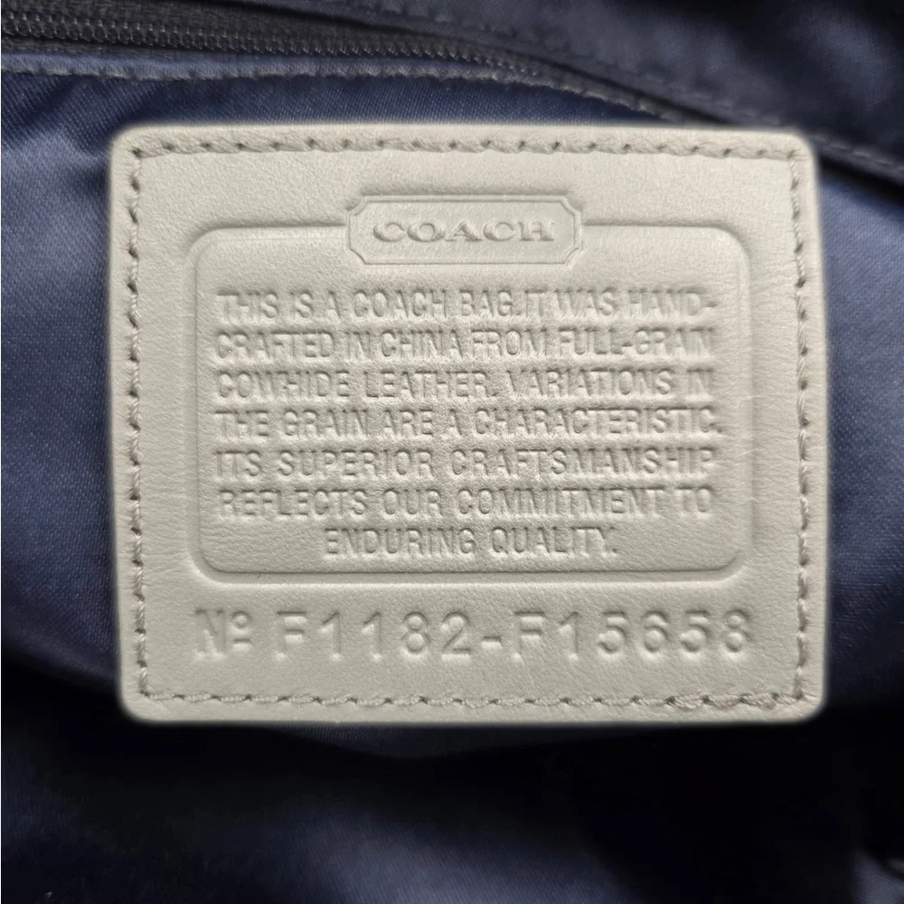 Coach Signature Gray Leather Kisslock Tote Bag